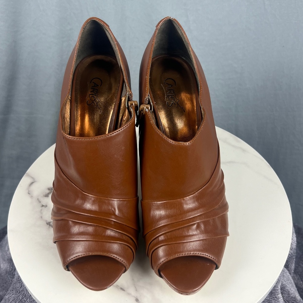 Carlos by Carlos Santana Motif Brown Stiletto Booties Sz US 10M: Pre-Owned